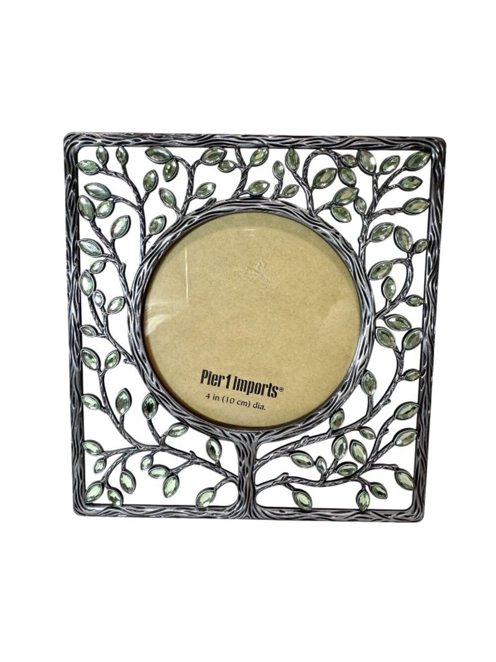 Pier 1 Imports Tree of Life Metal Picture Frame 4 Inch Sage Jewels Standing